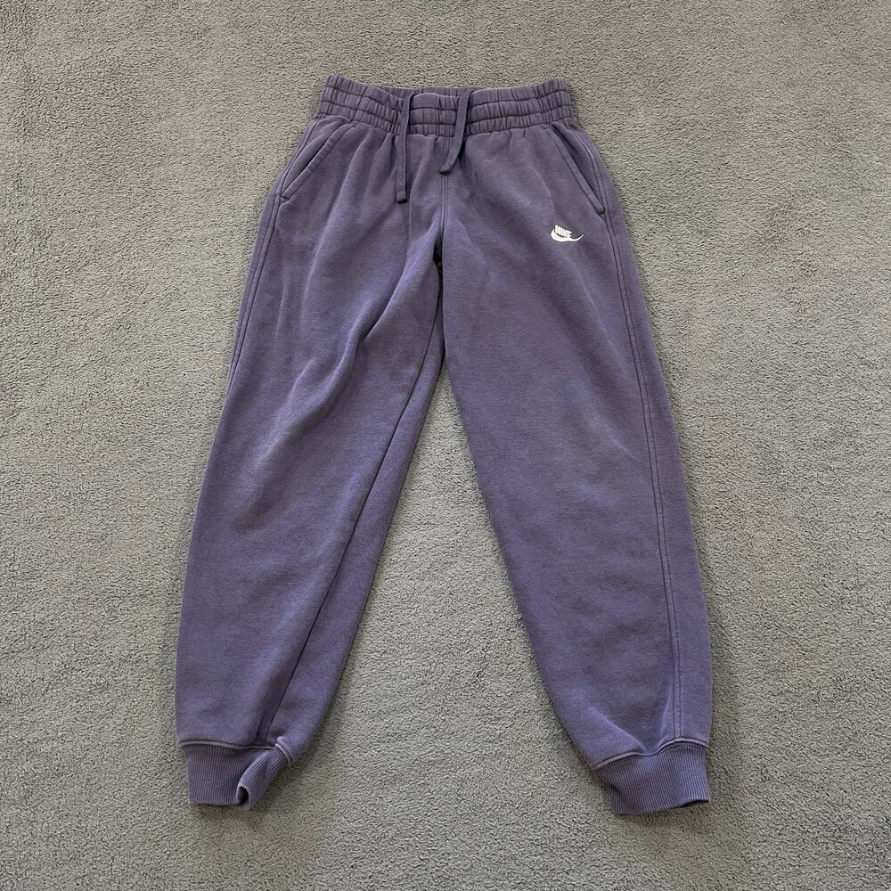 Nike Sweatpants Purple Joggers Embroidered Logo Kids Size Large